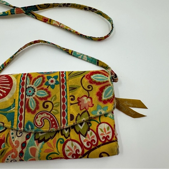 Vera Bradley Yellow Paisley Floral Convertible Hand Wallet / Crossbody - Picture 2 of 6
